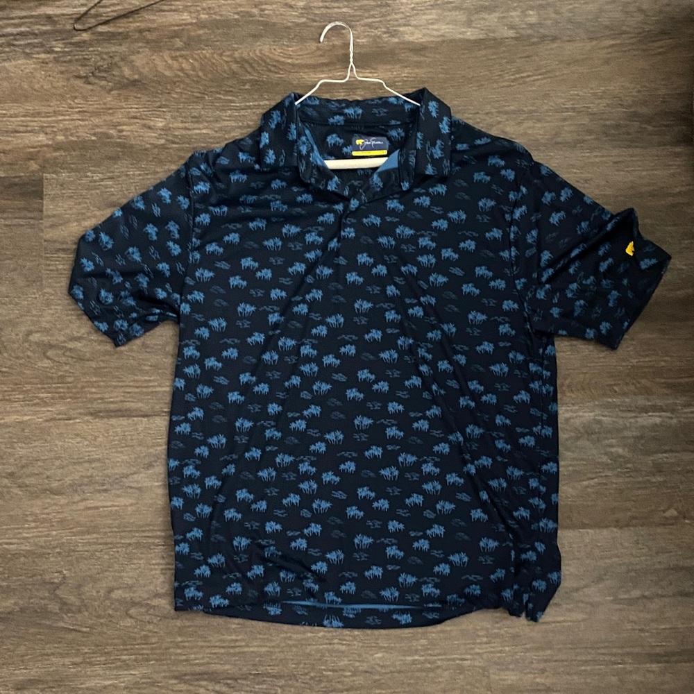 Navy Blue Patterned golf Polo Shirt